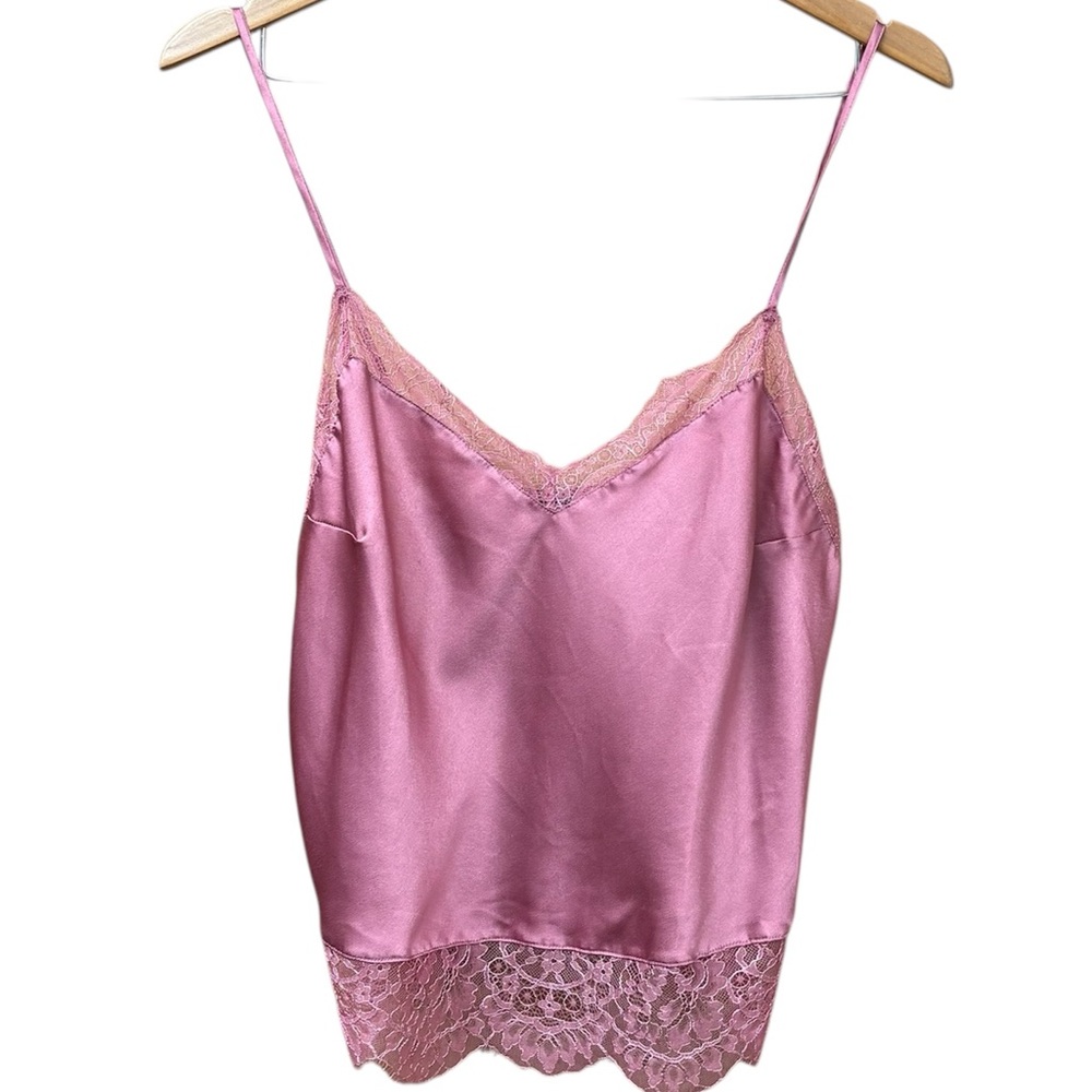 Victoria's Secret satin blush camisole with lacey hem and neckline, large